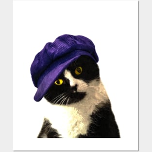 Cat Blue Hat Posters and Art
